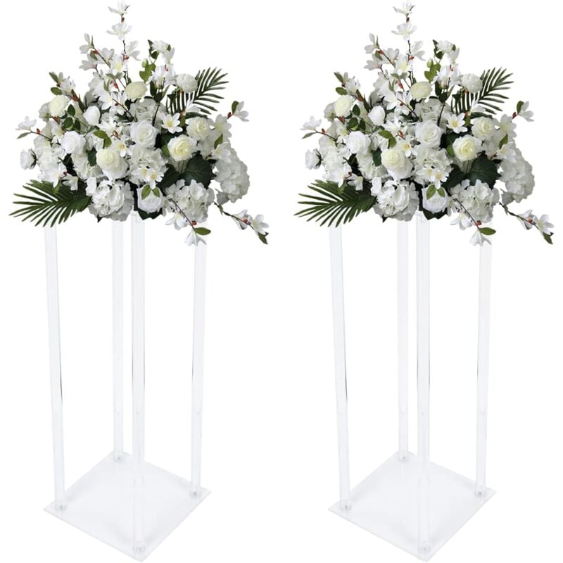 Senderpick - Support de fleurs transparent Pack de 2, 24 pouces de haut 8 pouces de dia. Décoration de mariage Centre de table Vase de sol en