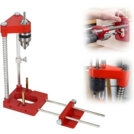 Support de forage pour perceuse, guide de gabarit de perçage réglable, outil de travail du bois, guide de forage, outils à main, kit d'outils de guidage vertical (rouge)