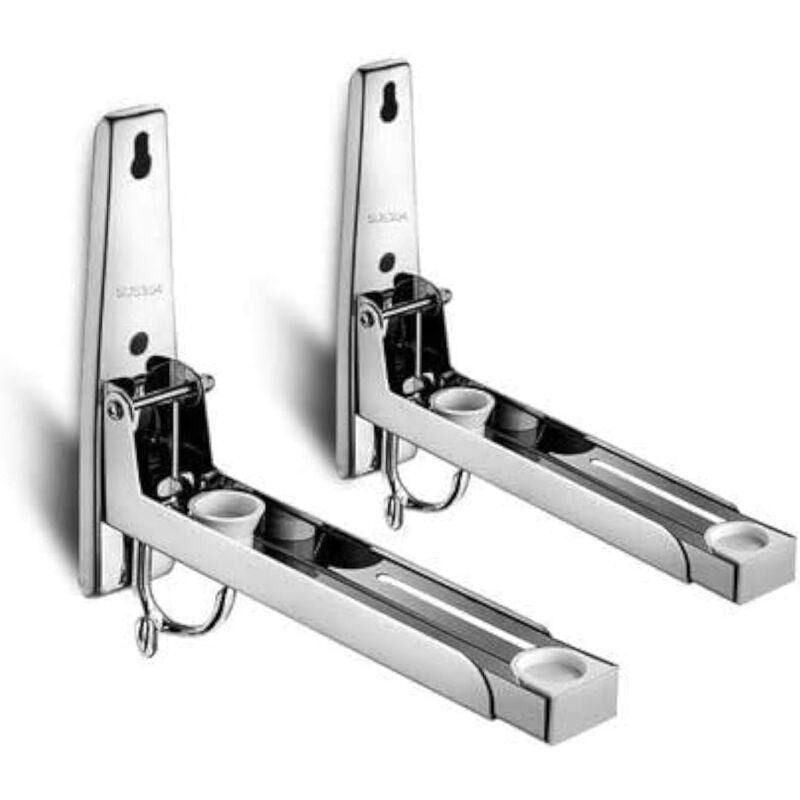 Support de four à Micro-ondes avec Crochet, Charge Maximale 40kg Montage Mural en Acier Inoxydable Supports D'étagère Pliables Réglables pour