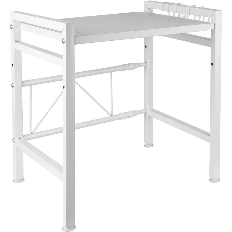 Support de Four à Micro-Ondes Extensible Horizontalement de 40 à 64cm Organisateur Cuisine Étagère Rangement - Blanc