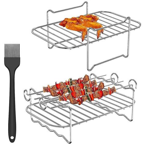 Support de friteuse à air CREA 2 pièces pour friteuse à double air Ninja, avec bâtons de barbecue
