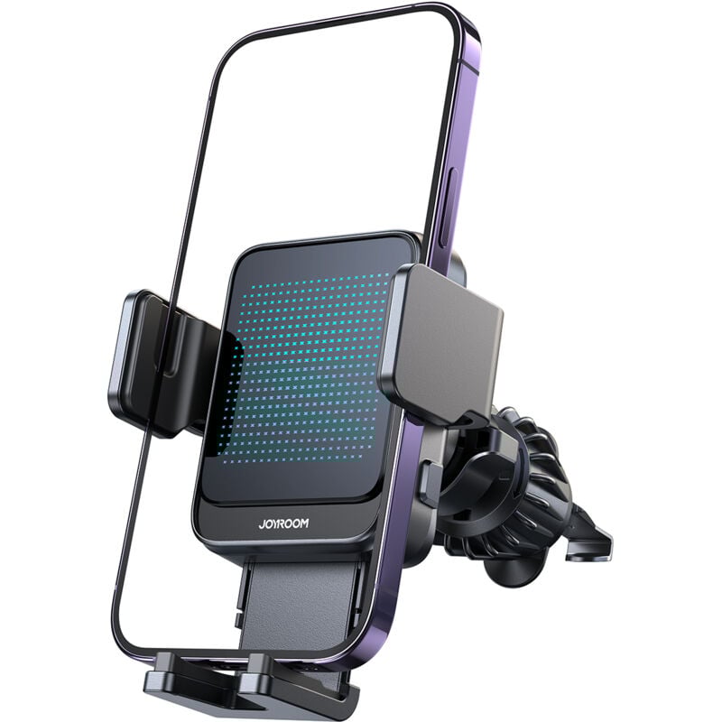 Support de grille d'aération de voiture pour téléphone avec chargement sans fil, noir