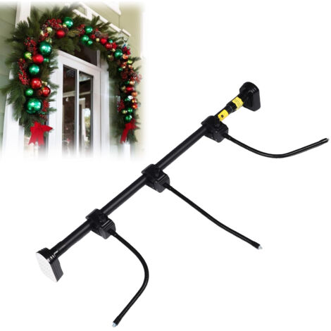 Support de guirlande réglable pour porte d'entrée, robuste et extensible, pour décorations de Noël extérieures, compatible avec couronnes et lumières (noir).