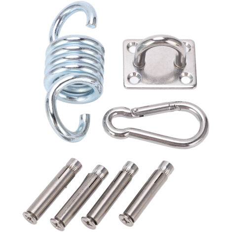 Support de Hamac avec Boucle Carrée, Fixation Vis d'Expansion et Mousqueton en Acier
