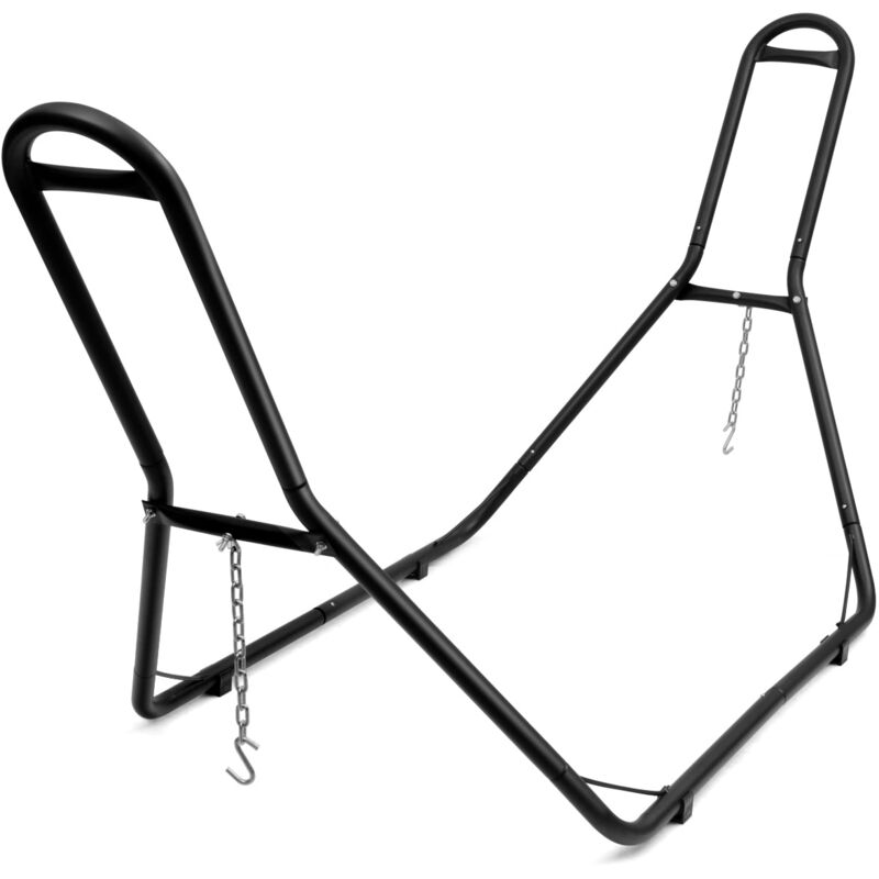 Support de hamac type-h pour 2 personnes capacité 200 kg (hamac non-inclus) avec chaines en métal 280 x 95 x 115 cm noir