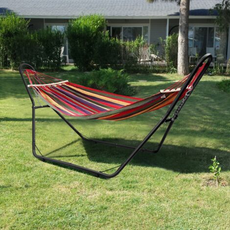Support de Hamac Type-h pour 2 Personnes Capacité 200 Kg (hamac Non-inclus) avec Chaines en Métal 280x95x115cm CW1417 DESIGN IN