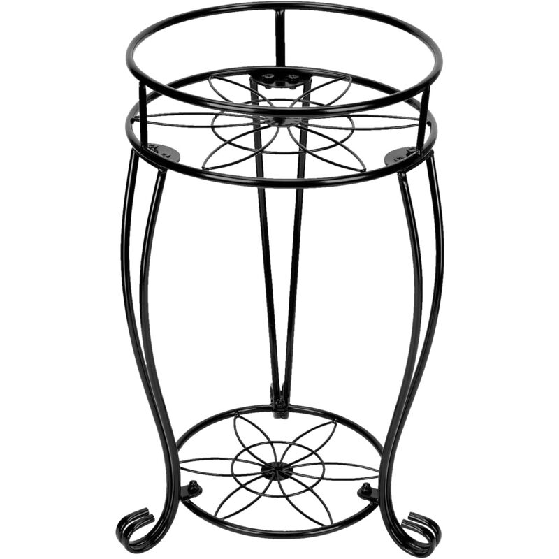 Support de jardin pour balcon, terrasse, porche, étagère ronde pour plantes, 2 étagères en métal, support de conteneur en métal, support de 49,3 cm,