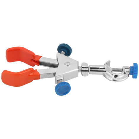 Support de laboratoire en acier avec double pince pour flacon et condenseur (grand modèle)