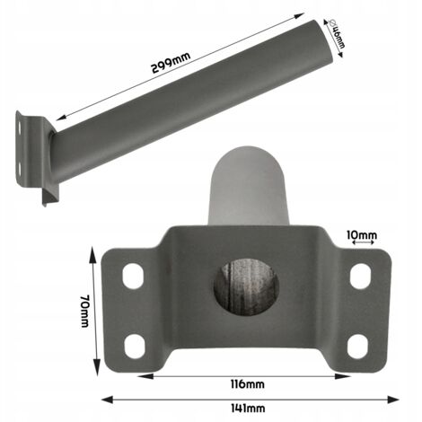 Support de lampadaire en métal, 48 mm, acier gris