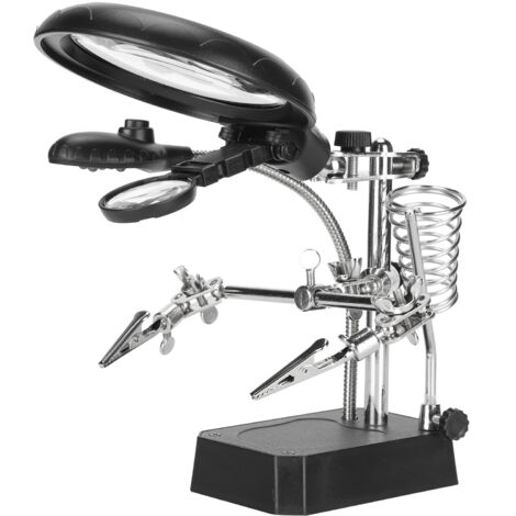 Support de Lampe de Bureau avec Loupe Réglable et Pince de Serrage