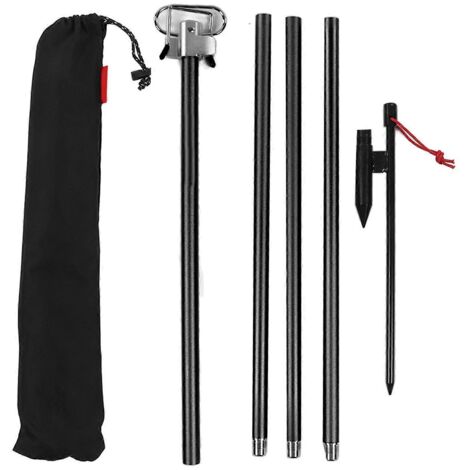 Support de lampe de camping pliable et léger en alliage d'aluminium avec sac de rangement, idéal pour les pique-niques et la pêche (noir).