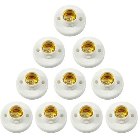 Support de lampe de luminaire E27 douille à vis en plastique montage mural support d'adaptateur de convertisseur de base d'ampoule LED pour ampoule E27 douille à vis ronde en plastique pour douille d'ampoule 10 pièces LangRay