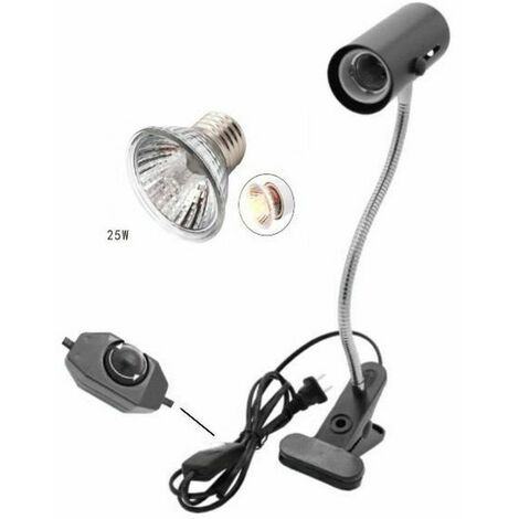 Support de lampe de tortue reptile lampe chauffante réservoir interrupteur clip avec lampe ampoule chauffante 220V 25W EU Plug zhuoxuan