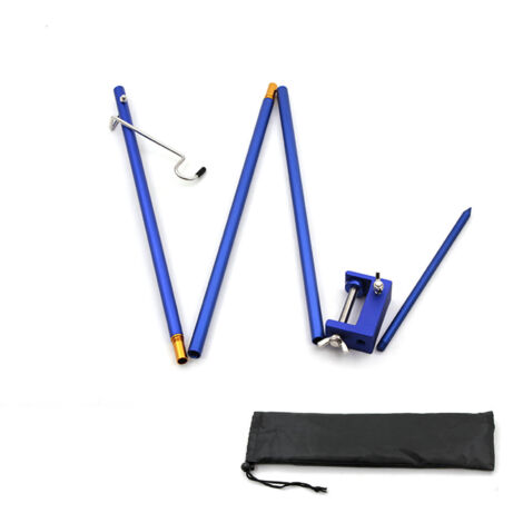 Support de lampe portable d'extérieur en alliage d'aluminium pour le camping avec fixation de table, bleu. - AquaForge