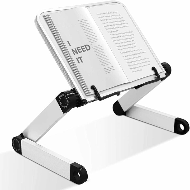 Tinor - Support de livre réglable, hauteur et angle réglables, support de livre ergonomique avec trombones pour grands livres scolaires, livres de