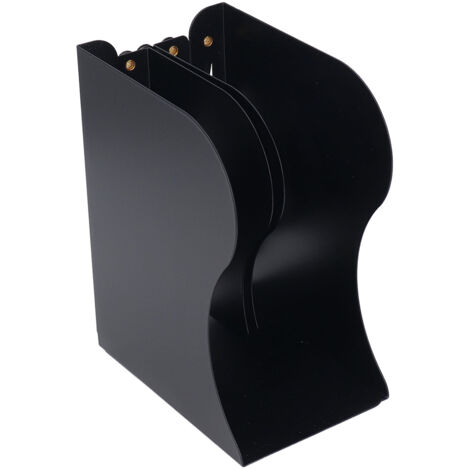 Support de livres métal noir rétractable, design élégant et mince pour bureau ou bibliothèque, rangement livres pratique.