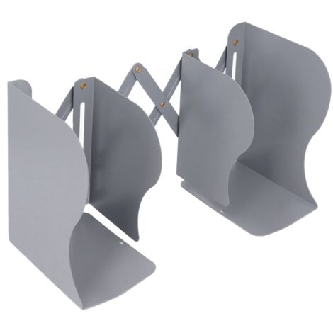 Support de livres métallique pliable et extensible, organisateur de bureau ajustable pour école ou maison, couleur gris acier.