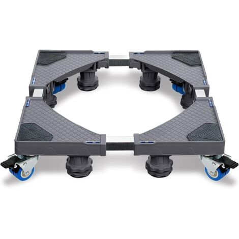 8 Pieds Socle Lave Linge Base de Machine à Laver Réglable Charge 200 kg avec 4 Roues - Grau NAIZY