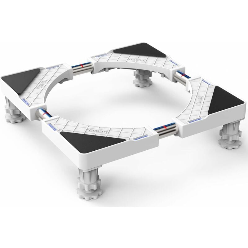 Support de Machine à Laver Base pour Frigo Lave-linge Sèche-linge Réglable en Longueur 50cm-66cm Support Charge 300 kg avec l'Effet de Réduiction du