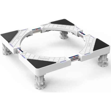 Support de Machine à Laver Base pour Frigo Lave-linge Sèche-linge Réglable en Longueur 50cm-66cm Support Charge 300 kg avec l'Effet de Réduiction du Bruit