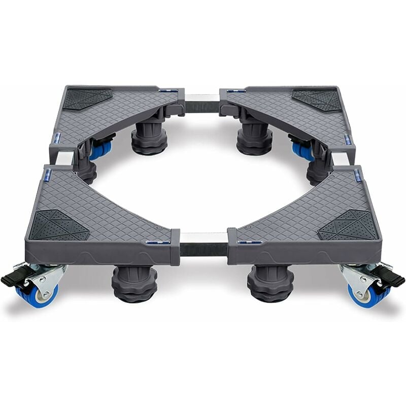 Naizy - Support de Machine à Laver 8 Pieds Socle Lave Linge Base de Machine à Laver Réglable Charge 200 kg avec 4 Roues - Grau