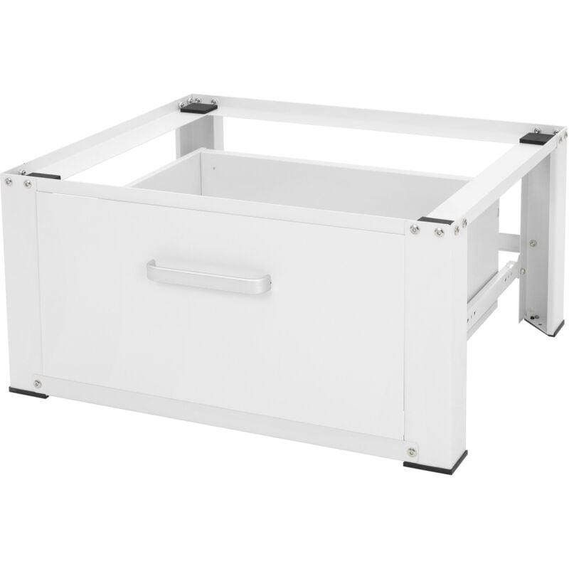 Ml-design - Socle pour Machine à Laver avec Tiroir Coulissant, Acier, Blanc, 63x54 cm, jusqu'à 150 kg, Support Base de Lave-Linge, Sous-armoire,