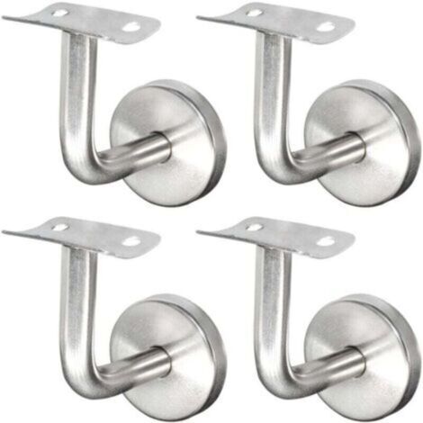 Support de main courante en acier inoxydable 304 pour rampe d'escalier, support mural, rampe en bois, argent (4 pièces),