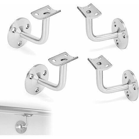 Support de main courante mural Support de rampe d'escalier en acier inoxydable Support mural Support de rampe d'escalier Support de main courante Argent 4pcs