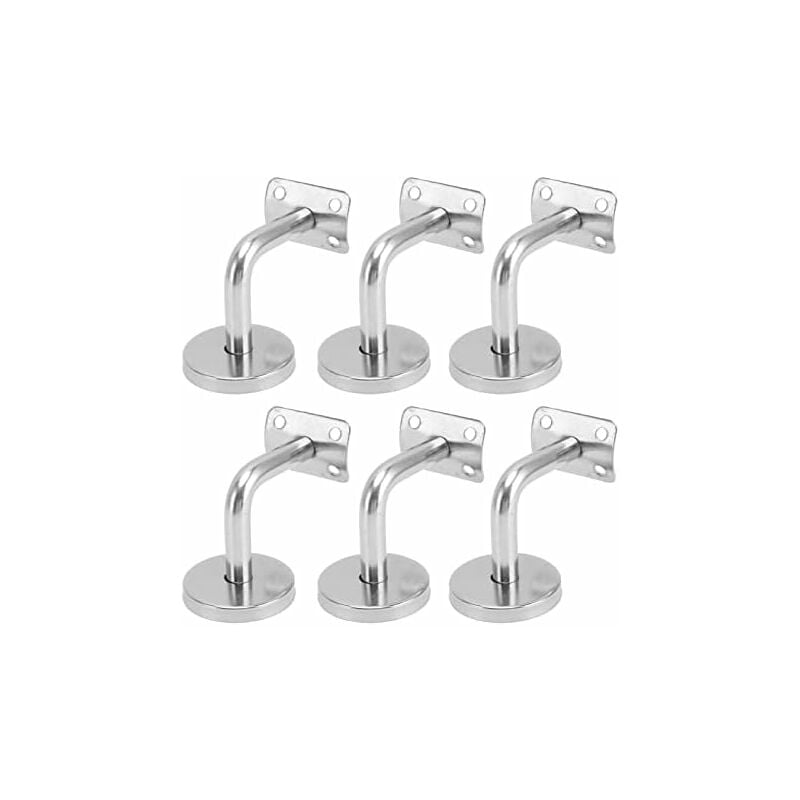 Lot de 6 Support Main Courante Inox - Murale Supports de Main Courante pour Escalier Exterieur Intérieur, Rampe Escalier Bois, Rail D'escalier