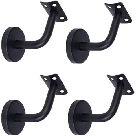 Support de main courante, support de rampe d'escalier en acier inoxydable, fixe courbé 60 x 60 mm (4 pièces, noir)
