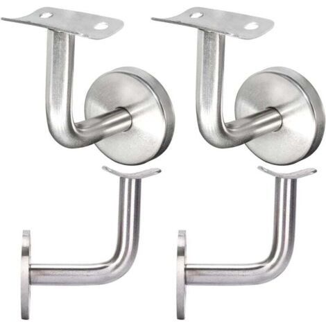 Support de main courante, support de rampe d'escalier en acier inoxydable, fixe courbé 60 x 80 mm (4 pièces, argent)
