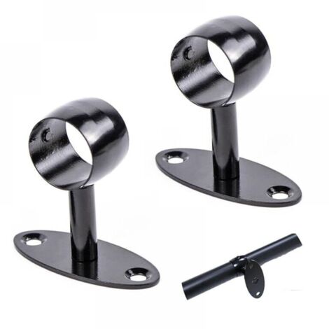 Support de Main Courante, Support de Rampe Escalier Mural en Acier Inoxydable pour les Cages D'escalier, Couloirs, Salles de Bain, Intérieure et Extérieure Ø 33 mm, 2 Pièces, Noir
