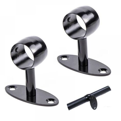 Support de Main Courante, Support de Rampe Escalier Mural en Acier Inoxydable pour les Cages D'escalier, Couloirs, Salles de Bain, Intérieure et Extérieure Ø 33 mm, 2 Pièces, Noir