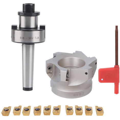 Support de mandrin à pince MT2 FMB27, fraise à cannelures 80-27-6, Inserts 1604APMT (10 Inserts)