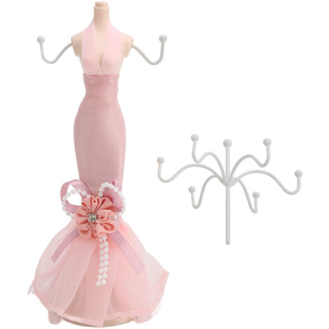 Support de mannequin pour robes de filles et femmes, présentoir à bagues en résine, tour de rangement rose pour vitrine