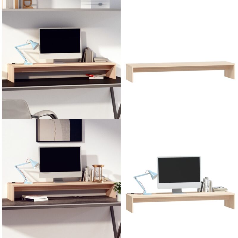 Vidaxl - Support de moniteur 100x27x15 cm Bois de pin solide - Support Ordinateur - Support Ecran - Meuble Informatique - Bureau Ergonomique - Chaise