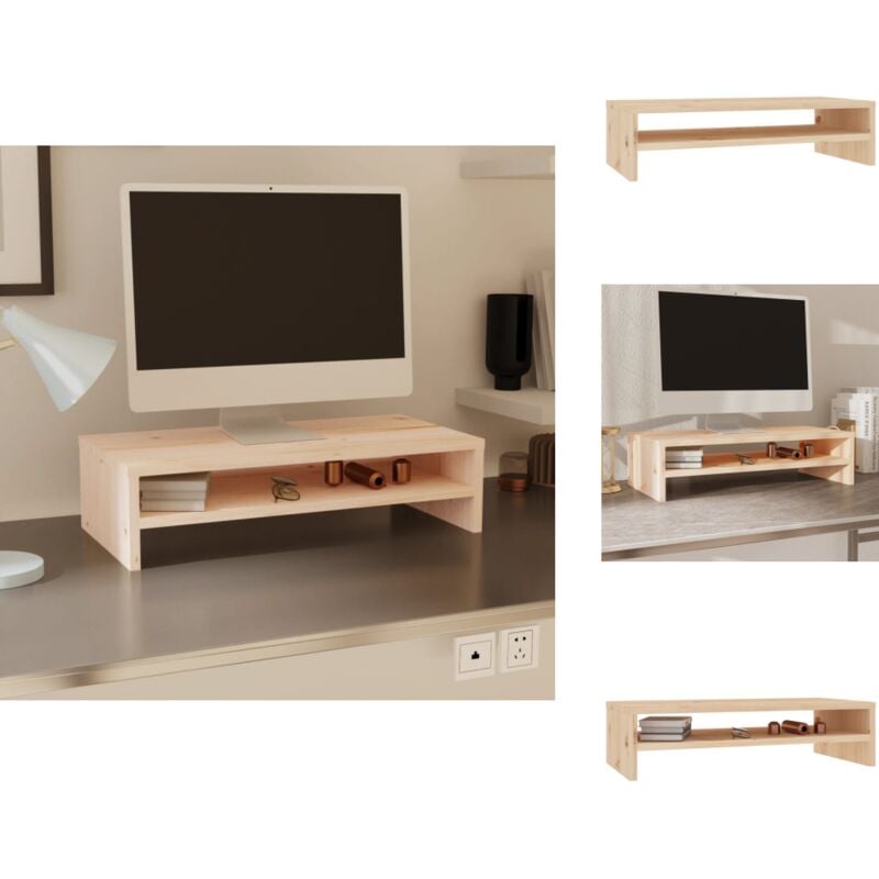 Vidaxl - Support de moniteur 50x24x13 cm Bois de pin solide - Support D'écran - Meuble Tv - Bureau - Bois De Pin - Étagère
