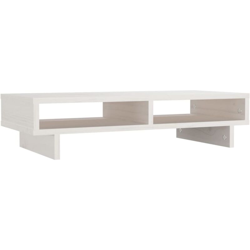 Helloshop26 - Support de moniteur 60 x 27 x 14 cm bois de pin solide blanc