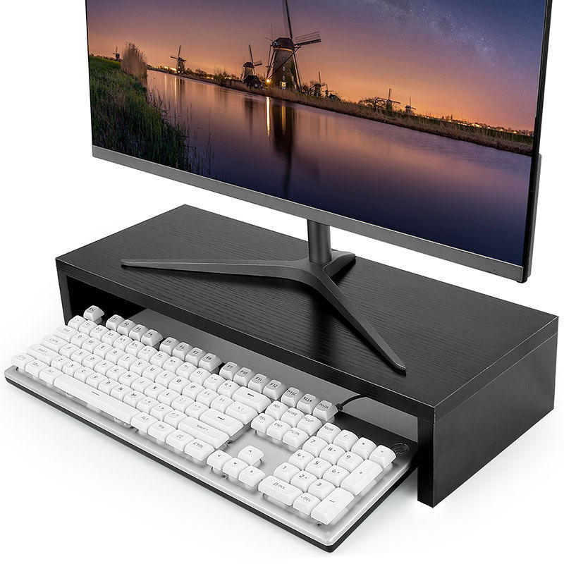 Ymyny - Support de moniteur amovible en bois de 502010cm avec support pour téléphone et gestion des câbles pour ordinateur portable, Home Office