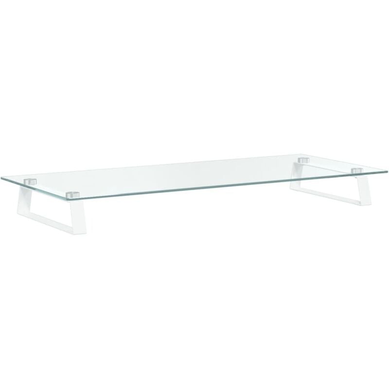 Vidaxl - Support de moniteur blanc 80x35x8 cm verre trempé et métal