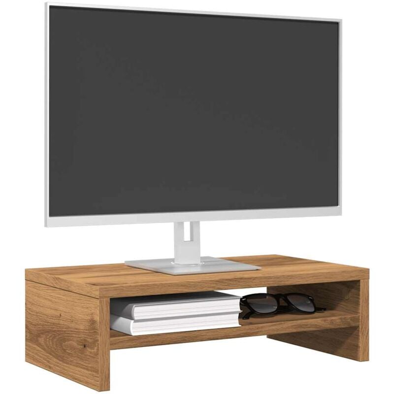 Support de moniteur chêne artisanal 42x24x13 cm bois ingénierie vidaXL