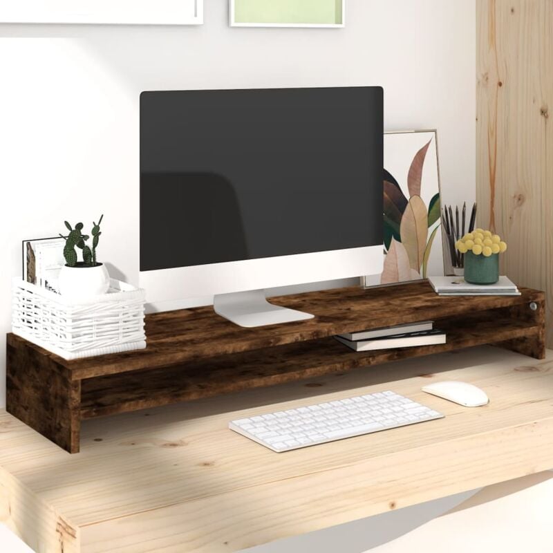 Vidaxl - Support de moniteur Chêne fumé 100x24x13 cm Bois d'ingénierie