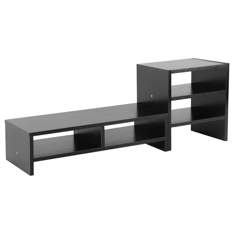 Support de moniteur d'ordinateur portable, organisateur de rangement de bureau, étagère à 3 niveaux (noyer noir)