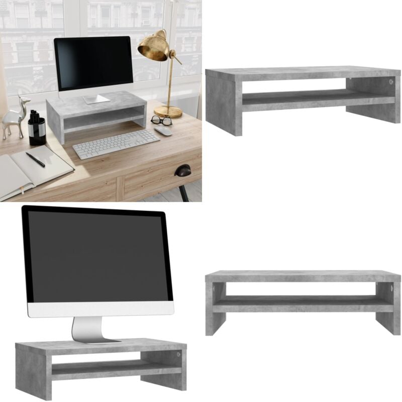 Vidaxl - Support de moniteur Gris béton 42x24x13 cm Bois d'ingénierie - Support De Moniteur - Meuble Tv - Bureau Ergonomique - Étagère De Rangement