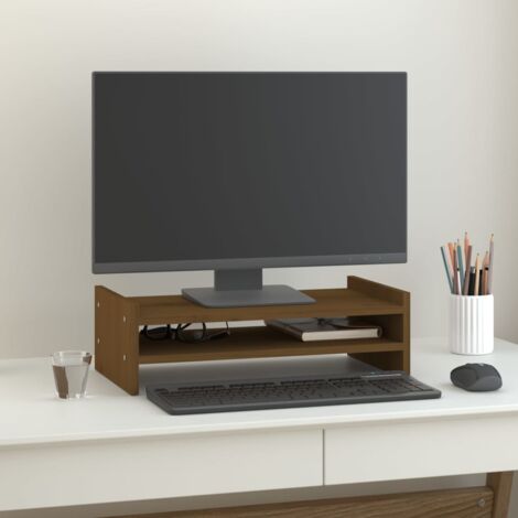 YAOHUOO Grand rehausseur TV de 114,3 cm pour TV de 32 à 60 pouces, étagère  de table avec pieds en acier, support double moniteur pour bureau à  domicile, marron rustique : : Maison