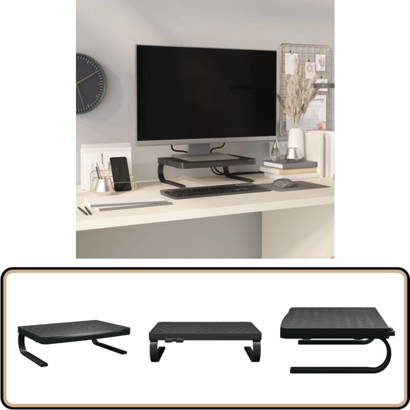 Vidaxl - Support de moniteur Noir 37x28x11,5 cm - Support De Moniteur - Meuble Tv - Support Ordinateur Portable - Rangement Bureau - Ergonomique