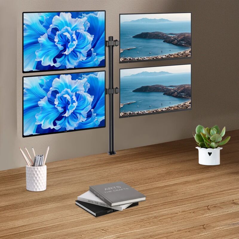 Support d'écran 27 pouces 4 compartiments Bras pivotant pour écran de table Support de montage