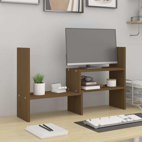 Support de moniteur - Réhausseur d'écran Marron miel (39-72)x17x43 cm Bois de pin BV613598 - BonneVie