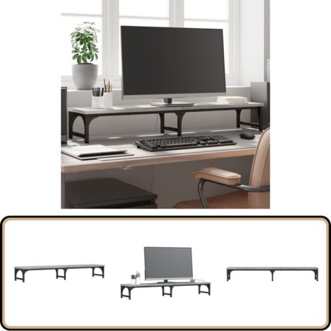 Support de moniteur sonoma gris 105x23x15,5cm bois d'ingénierie - Support Ordinateur - Support Ecran - Bureau Ergonomique - Elevation Écran - Rangement Pc