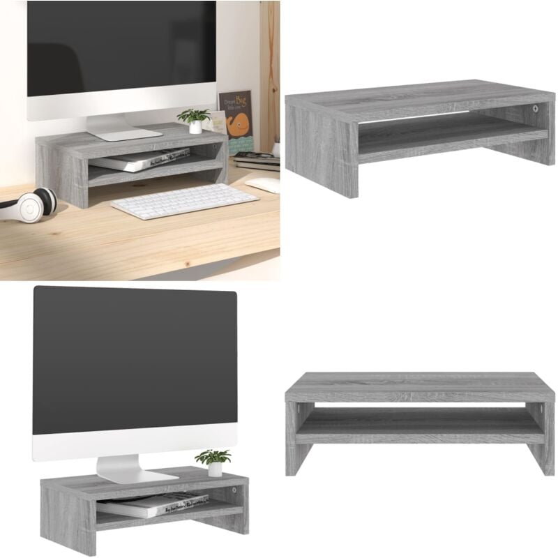 Vidaxl - Support de moniteur Sonoma gris 42x24x13 cm Bois d'ingénierie - Support Moniteur - Meuble Tv - Bureau Informatique - Rangement Ordinateur